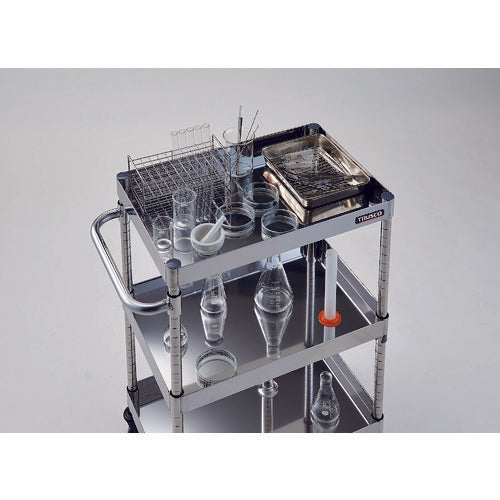 TRUSCO ステンレスワゴン クリーンフェニックスワゴン SUS304 W600×D400×H600 2段 導電性ゴム車輪 CPE3-662SD 1 台