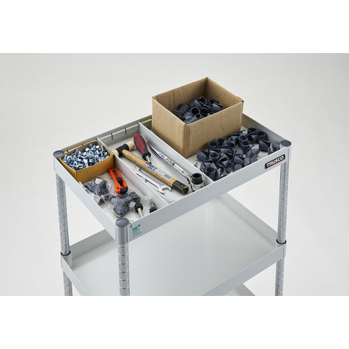 TRUSCO ツールワゴン フェニックスワゴン 省音 750X500 仕切2段付 ホワイト PEW-973S2-W 1 台
