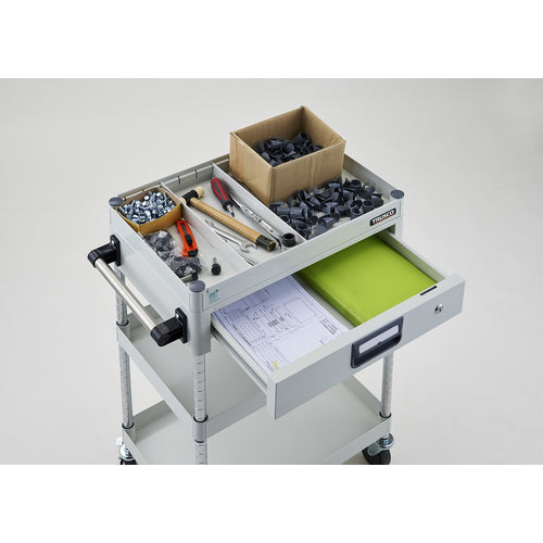 TRUSCO ツールワゴン フェニックスワゴン 省音 750X500 仕切2段付 引出付 ホワイト PEW-973ZS2-W 1 台