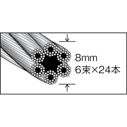 TRUSCO 도금 부착 와이어 로프 Φ8mmX10m CWM-8S10 1 권