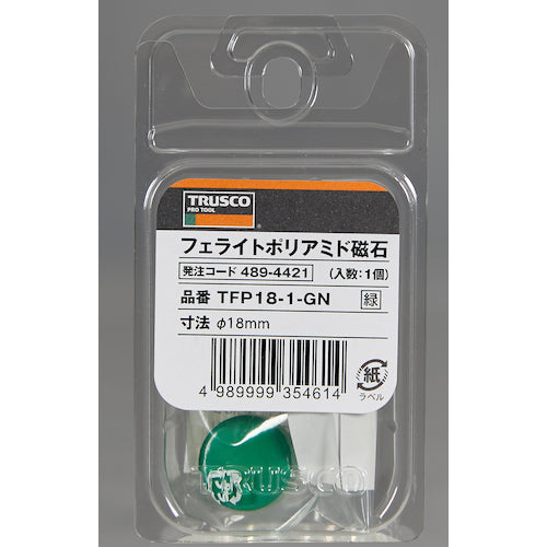 TRUSCO フェライトポリアミド磁石 Φ18 緑 1個入 TFP18-1-GN 1 個