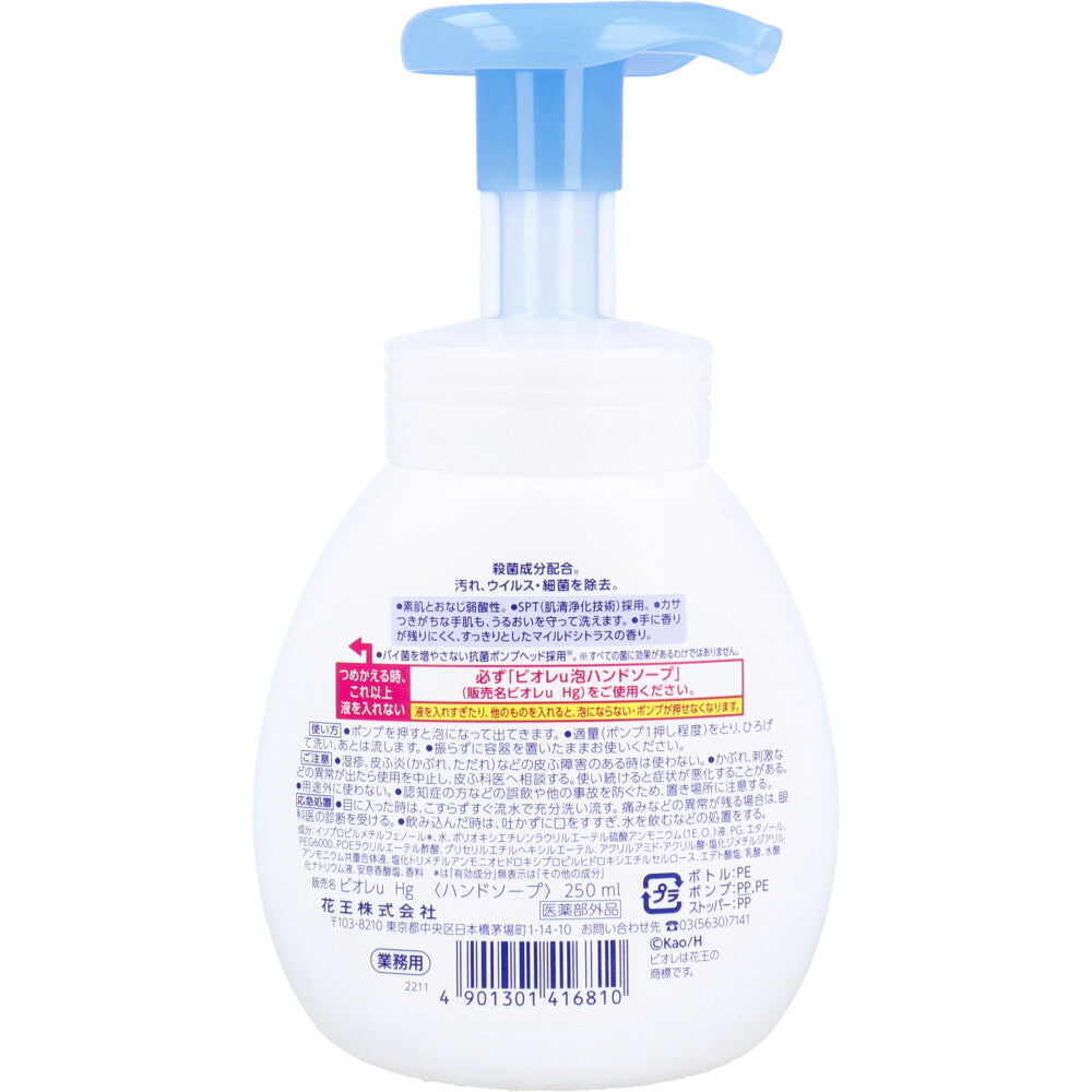 花王業務用 ビオレU 薬用 泡ハンドソープ マイルドシトラスの香り ポンプ 250mL 1 個