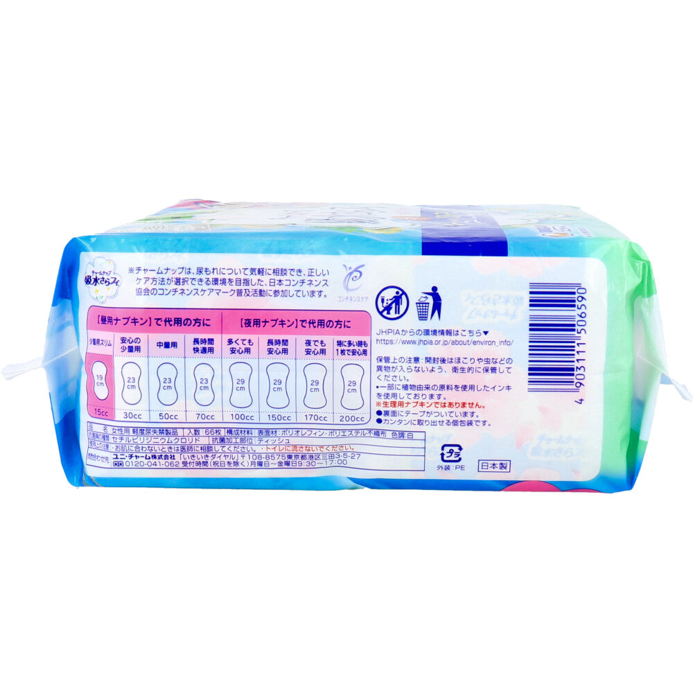 【アウトレット】チャームナップ 吸水さらフィ 少量用スリム 66枚入 1 個