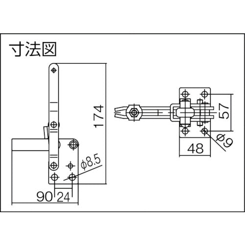 Super Downward Presser Toggle Clamp (Vertical Handle Type) Total Length: 174mm Clamping Force: 1.5kN TD35S 1 pc