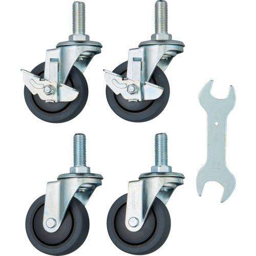TRUSCCO 스틸제 왜건용 캐스터 세트 툴 왜건 피닉스 왜건용 75Φ 엘라스토머 소음 타입 PEW-EL75M16SET 1조