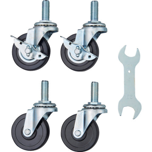 TRUSCCO 스틸제 왜건용 캐스터 세트 툴 왜건 피닉스 왜건용 75Φ 고무 이코노미 타입 PEW-G75M16SET 1조