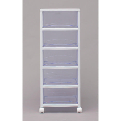 IRIS 221255 スーパークリアチェスト ホワイト/クリアブルー 5段タイプ SCE-050-BL 1 台