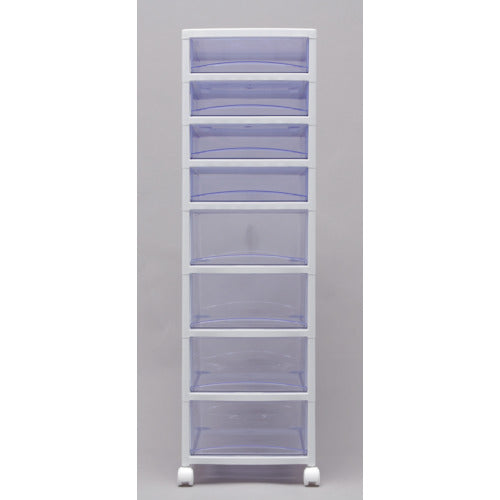 IRIS 221277 Super Clear Chest White/Clear Blue 4 Shallow Drawers, 4 Deep Drawers SCE-440-BL 1 Unit
