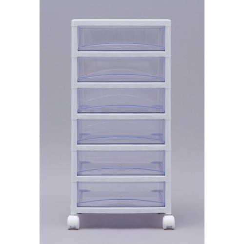 IRIS 221271 Super Clear Chest White/Clear Blue 6-Drawer Type SCE-600-BL 1 Unit