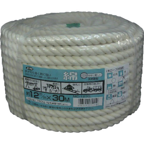 ユタカメイク ロープ 綿ロープ万能パック 12φ×30m MC-1230 1 巻