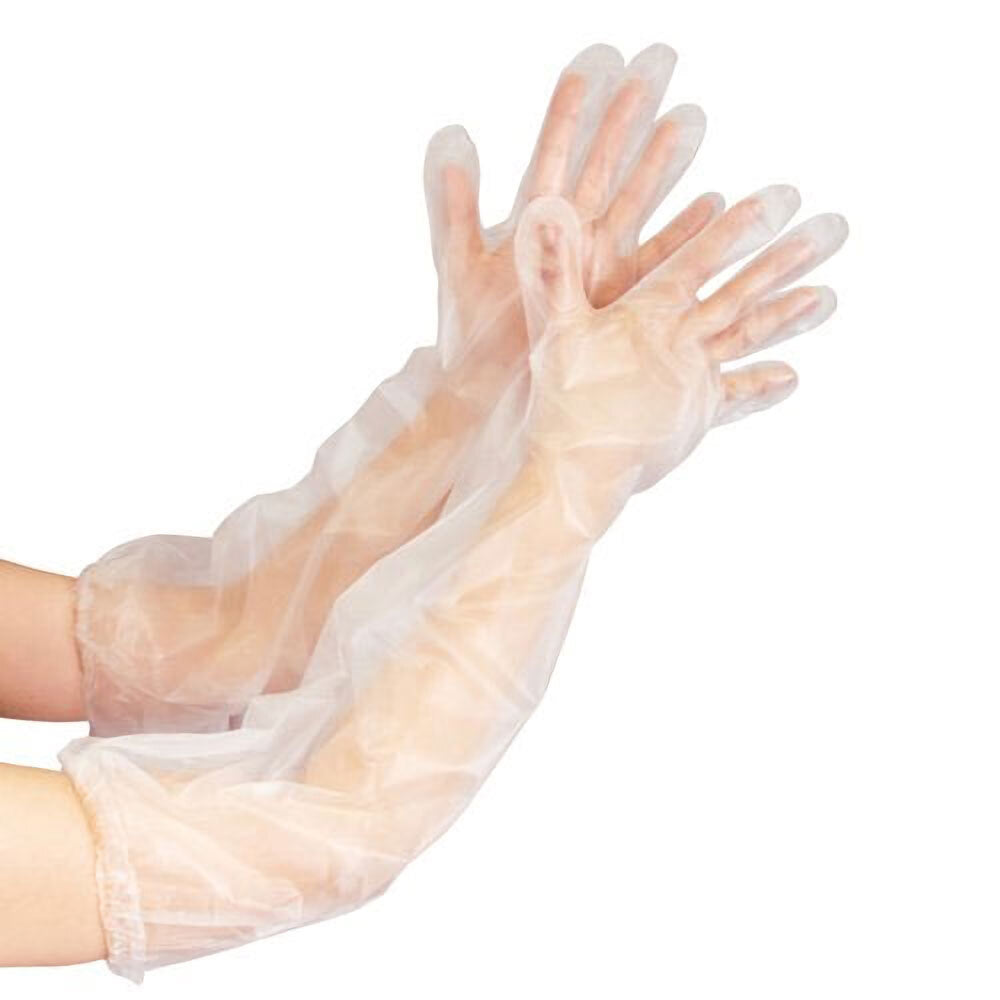 Plus Heart Disposable Nursing Gloves, Long, Transparent, Elastic Sleeves, Waterproof, Free Size, 30 Pieces, 1 Piece