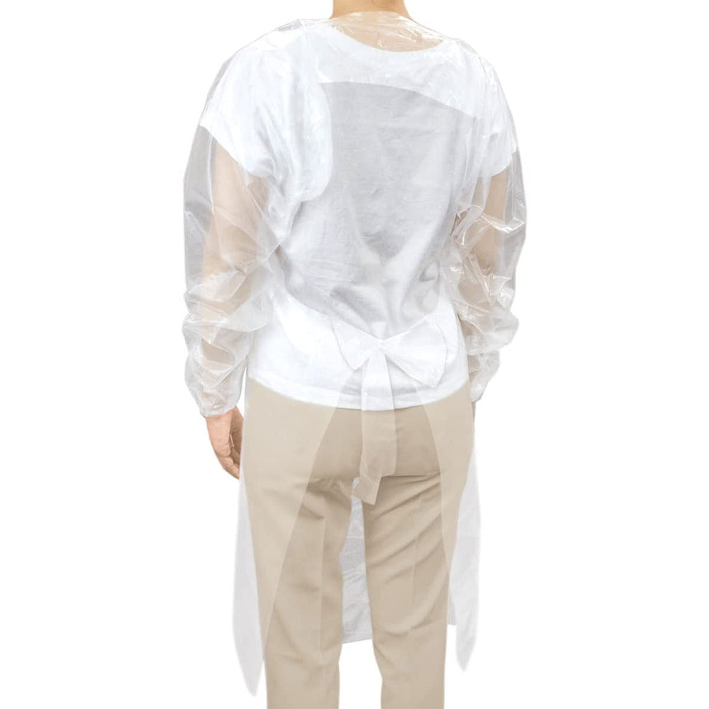 プラスハート 使い捨て介護用エプロン 袖付 透明 ふつうサイズ 5枚入 1 個