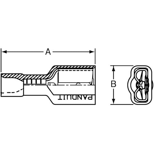 PANDUIT Crimp Terminal, Plug-in Type, Fully Insulated, Female Type, AWG22-18, Red (100 Pieces) DNF18-110FIB-C 1 Bag