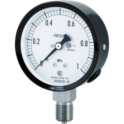 Nagano Standard pressure gauge (A-frame vertical type, φ75, G3/8B, 0.0 to 2.50 MPa) AC20-133-2.5MP 1 unit