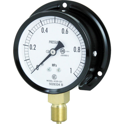 Nagano Standard pressure gauge (B frame vertical type, φ75, G3/8B, 0.0 to 10.00 MPa) AC20-231-10.0MP 1 unit