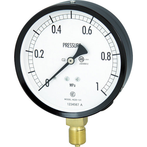 Nagano Standard pressure gauge (A-frame vertical type, φ100, G3/8B, 0.0 to 0.16 MPa) AE20-131-0.16MP 1 unit
