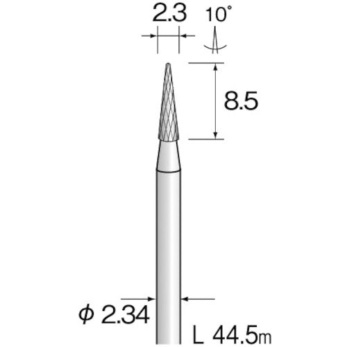 Minimo 초경 커터 원뿔 끝 원형 크로스컷 날 직경 Φ2.3 날 길이 8.5mm BC1331 1개
