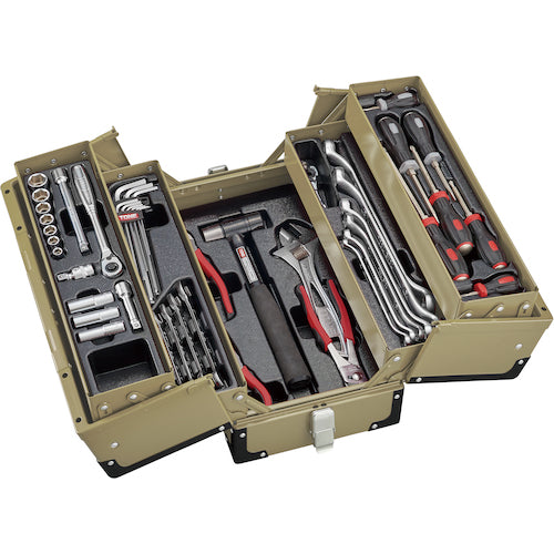 TONE 整備用工具セット ツールセット カーキ 間口433×奥行220×高さ240mm 56点セット TSA330923KK 1 S