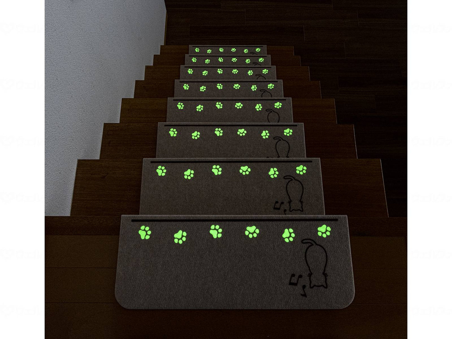 Sanko Just Place Adhesive Luminous Stair Mat Cat