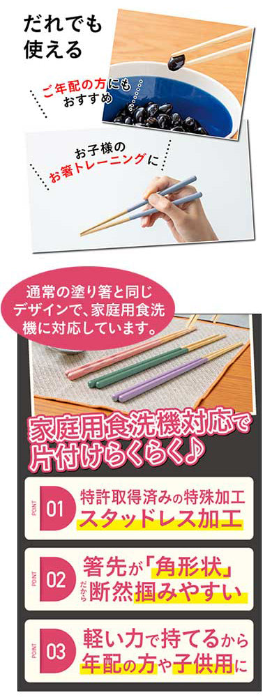 ほんとうにすべらないお箸 / HSS-010 フォグクリアグリーン 1 膳