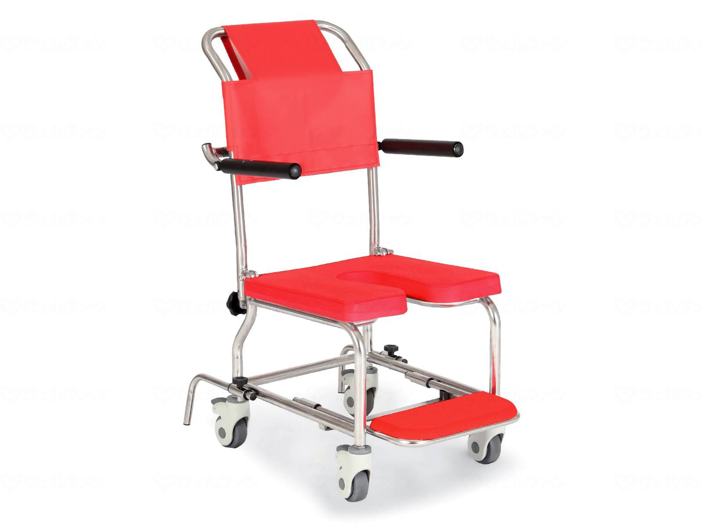 カワムラサイクルシャワー用車いす KSC-1/ST・標準/クリあり レッド