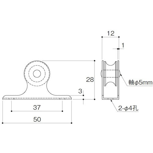 Fujiwara Open Type Vertical Rope Guide 18mm 1 Wheel K18-09 1 Piece