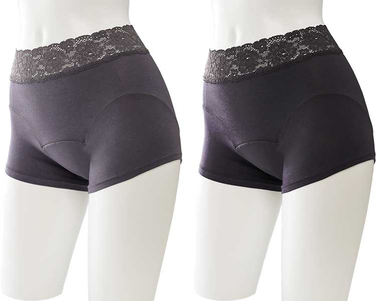 Lulu Oase Water Absorbent Deodorizing Shorts Fit 2 Color Set for Women / TJI-634 3L Gray Set (1 each of Grape Gray and Black) 1 Set