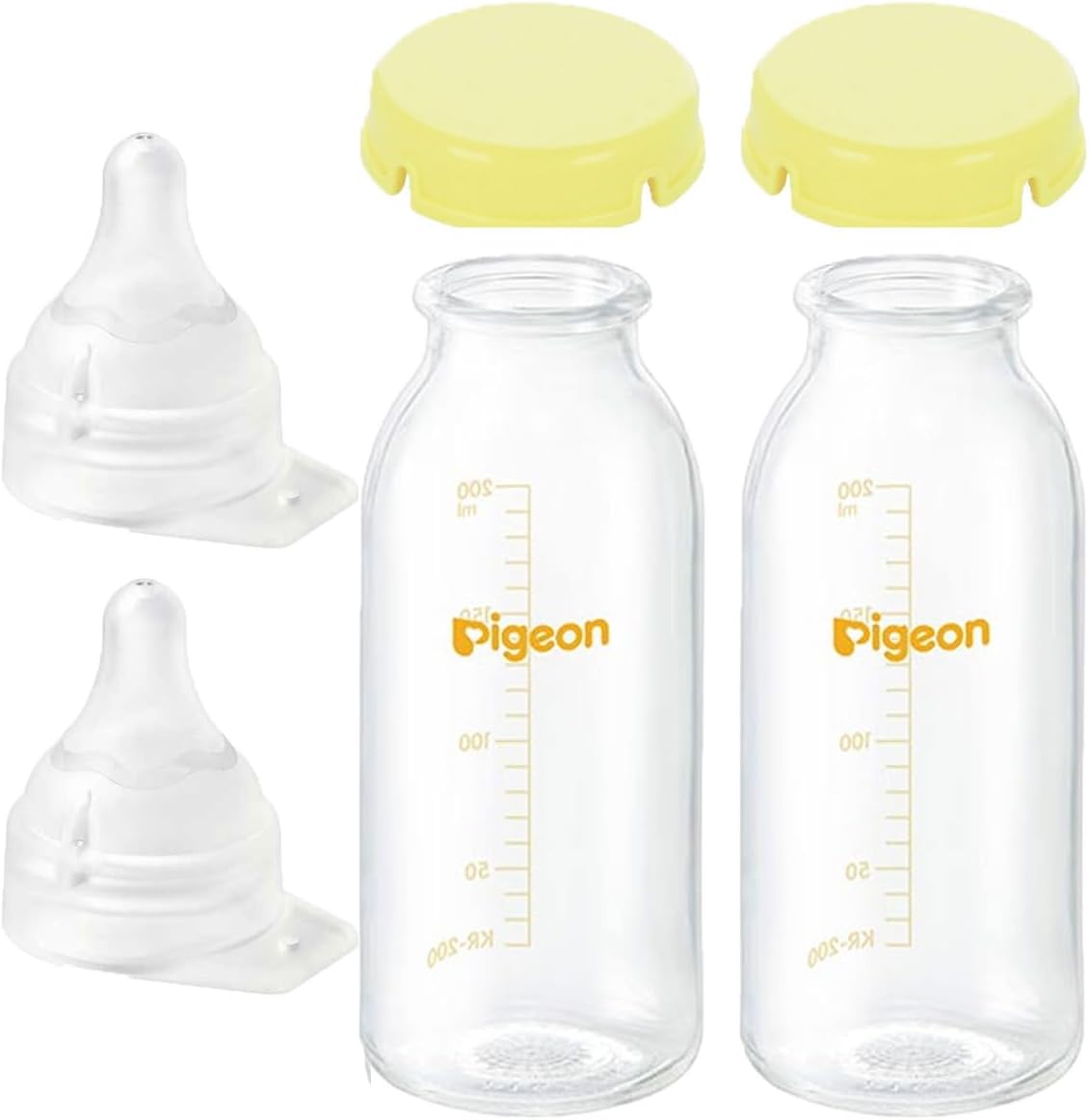Pigeon Hospital Use Baby Bottle (Direct Attachment) (200ml) with Breast Milk Feel Direct Attachment Nipple (Large Flow Rate) Set of 2