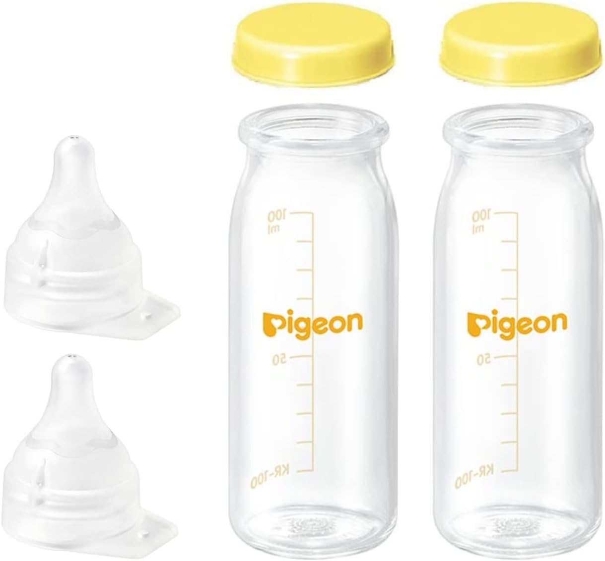 Pigeon Hospital/Maternity Hospital Use Baby Bottle (Direct Attachment) (100ml) with Breast Milk Feel Direct Attachment Nipple (SS) Set of 2