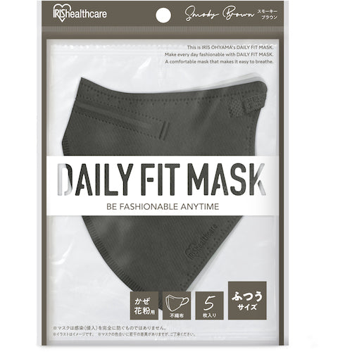 IRIS 296918 DAILY FIT MASK 입체 보통 사이즈 5장입 스모키 브라운 RK-F5SXT 1봉