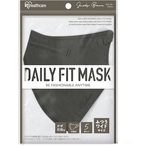 IRIS 296920 DAILY FIT MASK 입체 보통 와이드 사이즈 5장입 스모키 브라운 RK-F5MXT 1봉