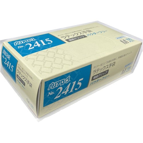 バリアローブ ラテックス手袋繊細グリップパウダーフリーM(100枚入) NO.2415M 1 箱