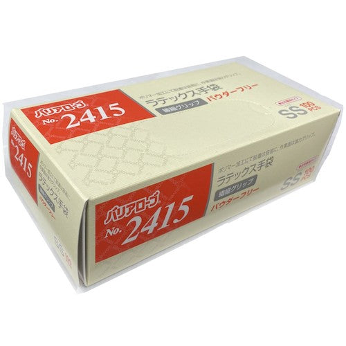 バリアローブ ラテックス手袋繊細グリップパウダーフリーSS(100枚入) NO.2415SS 1 箱