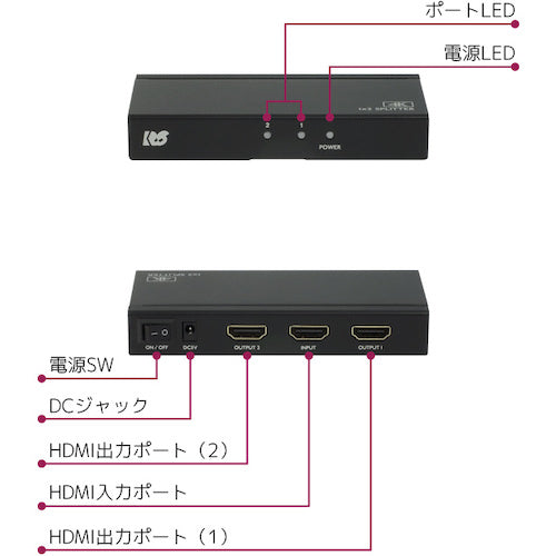 RATOC 4K60Hz対応 1入力2出力 HDMI分配器 RS-HDSP2P-4KZ 1 個