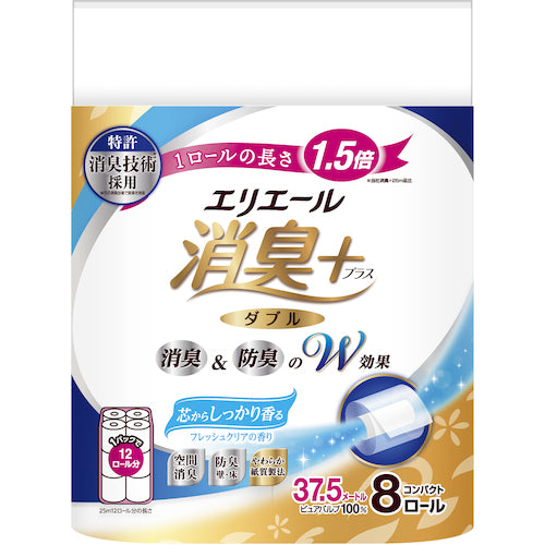 Elleair Deodorizing + Toilet Tissue with a strong scent of fresh clear Compact 8R (Double) 823583 1 CS