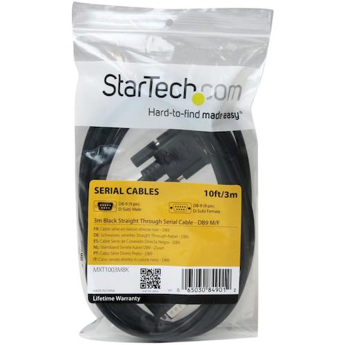 StarTech 시리얼 케이블/3m/RS232C/스트레이트/연장용/수컷-암/D-Sub9 핀(DB-9)/블랙 MXT1003MBK 1봉