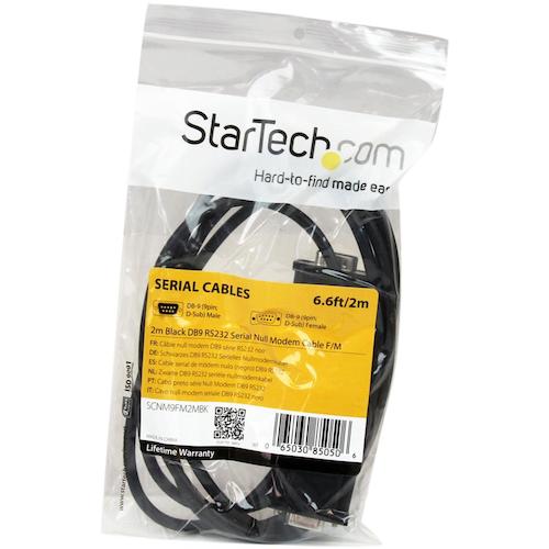 StarTech Serial Cable / 2m / RS232C / Cross / Female-Male / D-Sub 9 Pin (DB-9) / Black SCNM9FM2MBK 1 Pack