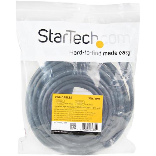 StarTech VGA 케이블/10m/1920x1200/고해상도/D-sub15핀/수컷-수컷/블랙/디스플레이 케이블 MXTMMHQ10M 1봉