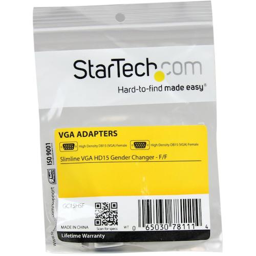 StarTech Display Adapter / VGA Gender Changer / Male-Female / D-Sub 15 Pin / Extension Relay Adapter GC15HSF 1 Pack