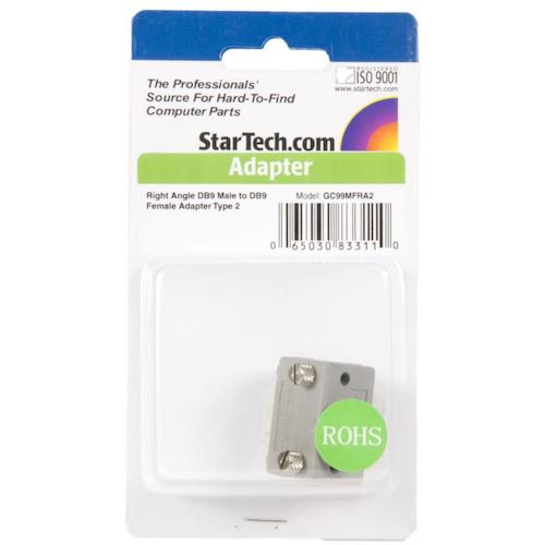 StarTech Serial Cable/Adapter/DB9 - DB9 L-Type 90 Degree/Male-Female/D-Sub 9 Pin/Gender Changer GC99MFRA2 1 Bag