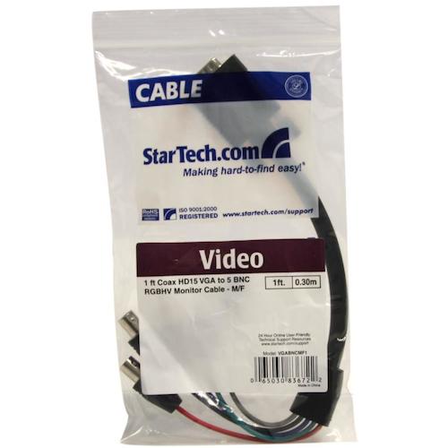 StarTech VGA Cable / VGA - RGBHV Conversion / 30cm / VGA - 5x BNC / Male-Female / Display Cable VGABNCMF1 1 Pack