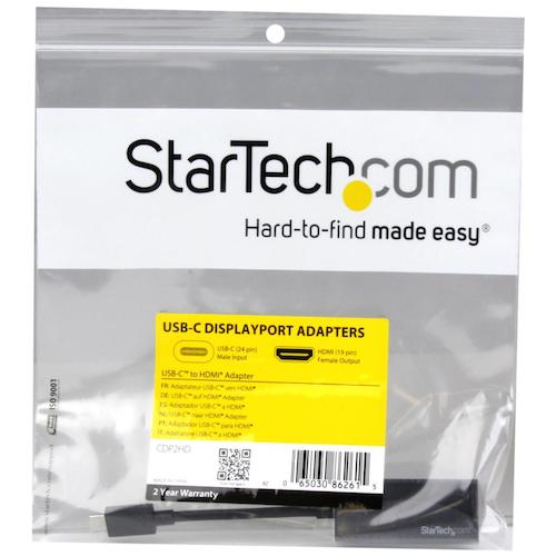 StarTech Display Adapter / USB-C to HDMI / 4K 30Hz / 7cm Cable / Black / Video Conversion Converter CDP2HD 1 Pack