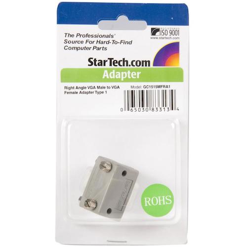 StarTech Display Adapter / VGA Gender Changer / L-Shape 90 Degree / Male-Female / D-Sub 15 Pin / Extension Relay Adapter GC1515MFRA1 1 Bag