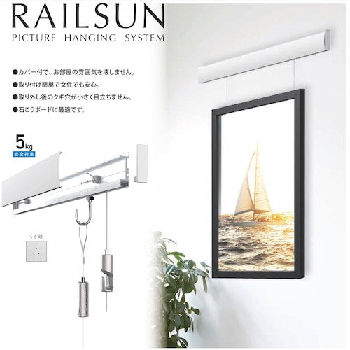 Fukui Metal Craft Rail Sun Picture Rail for Walls L = 100cm B Set WRS-100B WRS-100B 1 S