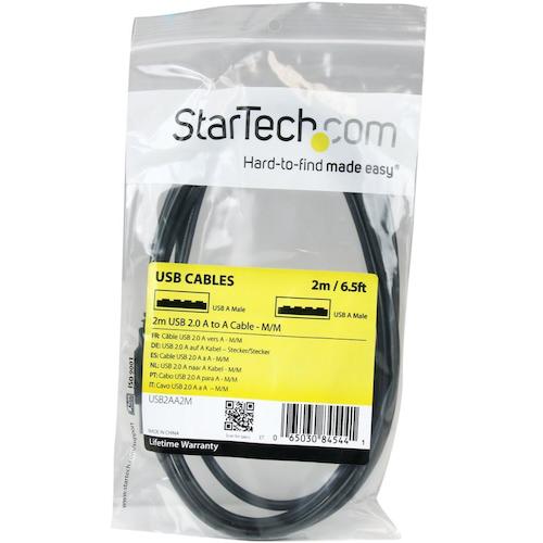 StarTech USB 2.0 Cable / 2m / Type-A - Type-A / 480Mbps / Male-Male / Black / Type A - A USB2AA2M 1 bag