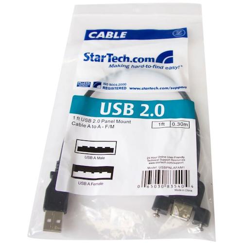 StarTech USB 2.0 케이블/30cm/480Mbps/패널 마운트형/Type-A-Type-A/암-수 USBPNLAFAM1 1봉