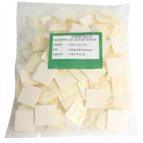 StarTech 케이블 타이 마운트 베이스/점착 테이프 부착/100개입/인슐록 밴드/전원 코드, PC 주변 코드 결속용 HC102 1봉