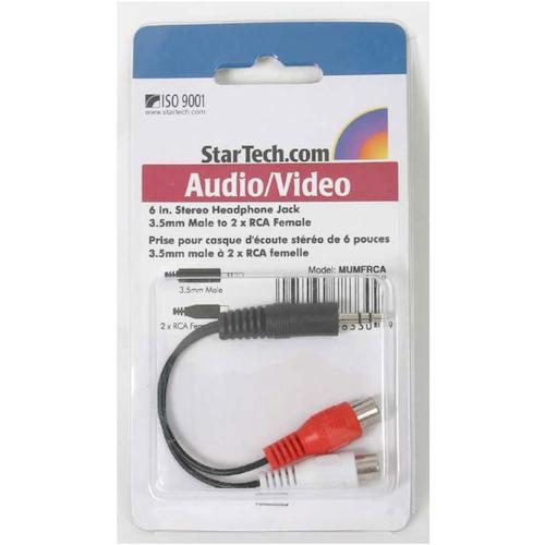 StarTech 오디오 케이블 / 15cm / 3.5mm 3 극 스테레오 미니 - 2x RCA 변환 / 남성 - 여성 / RCA 변환 케이블 MUMFRCA 1 봉지