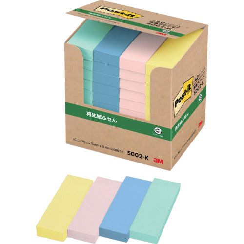 3M Post-it 75X25mm 100 sheets x 40 pads 4 colors mixed 4000 sheets 5002-K 1 box