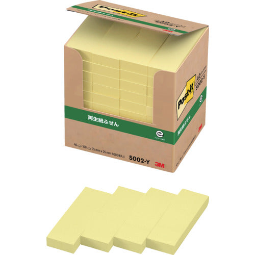 3M Post-it 75X25mm 100 sheets x 40 pads Yellow 4000 sheets 5002-Y 1 box